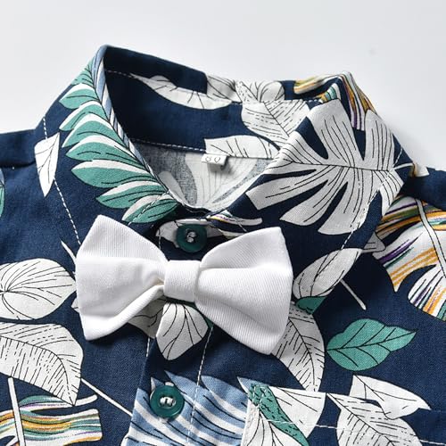 Image of KISBINI Toddler Boys Summer Clothes Set Hawaiian Cotton T-Shirt and Shorts Set Dinosaur Sharks Clothing Set