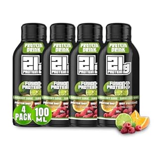 Fusion Protein Ready to Drink - 21g High Protein Zero Sugar Drink Mix in Lime Berry Flavor, Healthy Drinks for Muscles, Low Calorie Meal Replacement Shakes for Women and Men - 100ml Bottle, Pack of 4