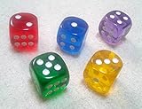 ダイス/サイコロ 16mm ラウンドコーナー 半透明5カラー 5個セット