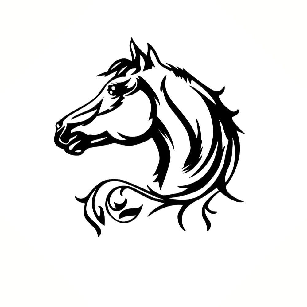 Horse Sticker Car Stickers Vinyl Decor Decal(Glossy Black,18x18cm)