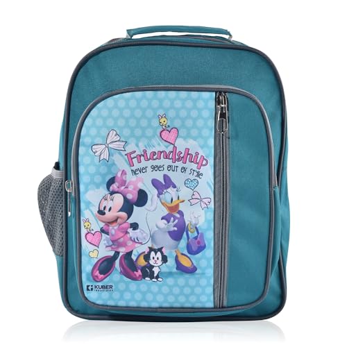 Image of Kuber Industries School Bag (Disney Friendship) 4 Compartment Backpack for Boys and Girls | Casual School Backpack | Green