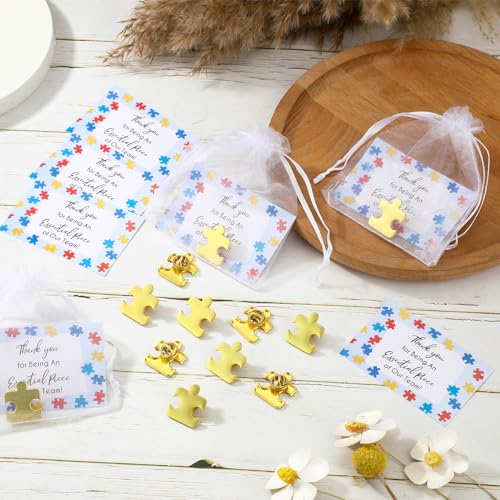 Hotop 50 Sets Employee Appreciation Gifts Bulk Nurse Appreciation Week 2026, Gold Puzzle Piece Lapel Pins with Thank You Cards & Organza Bags, Team Thank You Gifts by Hotop - Image 4