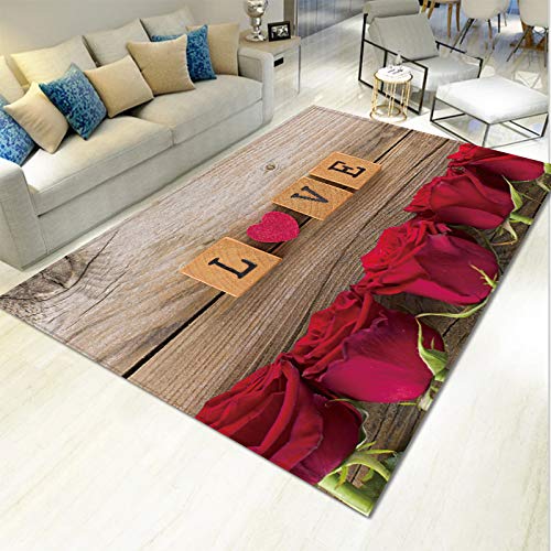 Tapis chambre fille garçon Amour rouge antidérapant pour coin jeux et bureaux