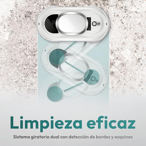 JUPPLIES Robot Limpiacristales Electrico 90W con Succión 5600Pa – Limpia Cristales para Ventanas con 3 Modos Automaticos, Bateria, Control Remoto y Sistema Anticaida – Silencioso, 4min/m² - imagen 4