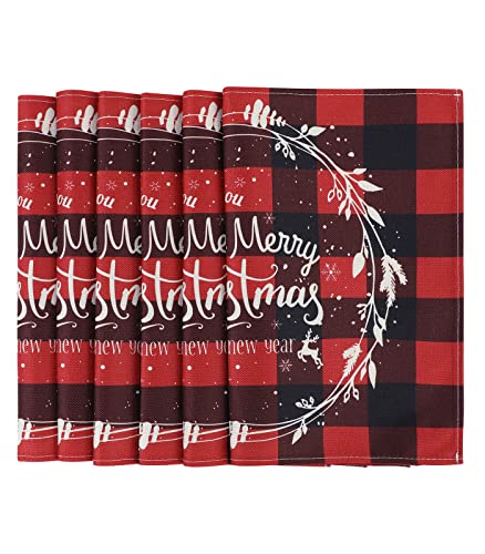 Image of Placemats Set of 6 Christmas Kitchen Table Mats Set of 4 Christmas Marble Kitchen Accessories Non Slip Placemats Christmas Wreath Set of 6