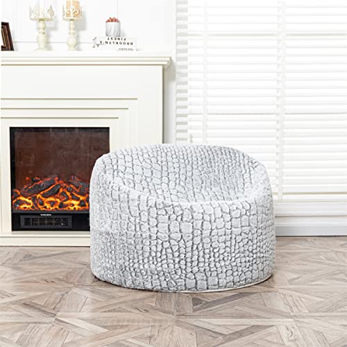 Storage Bean Bag Chair Cover (No Filler) Zipper Bean Bag Chair Cover Living Room Furniture 31X20 Inch Soft Washable Plush Fiber Adult Beanbag Chair Fuzzy Fur Cover Without Filling (Gradual White Gray) #TOP4
