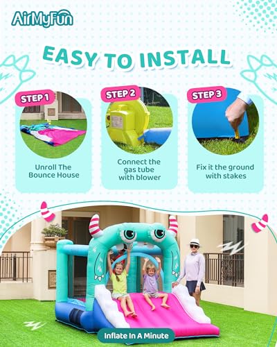 AirMyFun Inflatable Bounce House for Kids, Wide Slide & Jumping Inflatable Bouncer - Toddler Bounce House with Blower for Kids 2-12 Use Fun Indoor&Outdoor