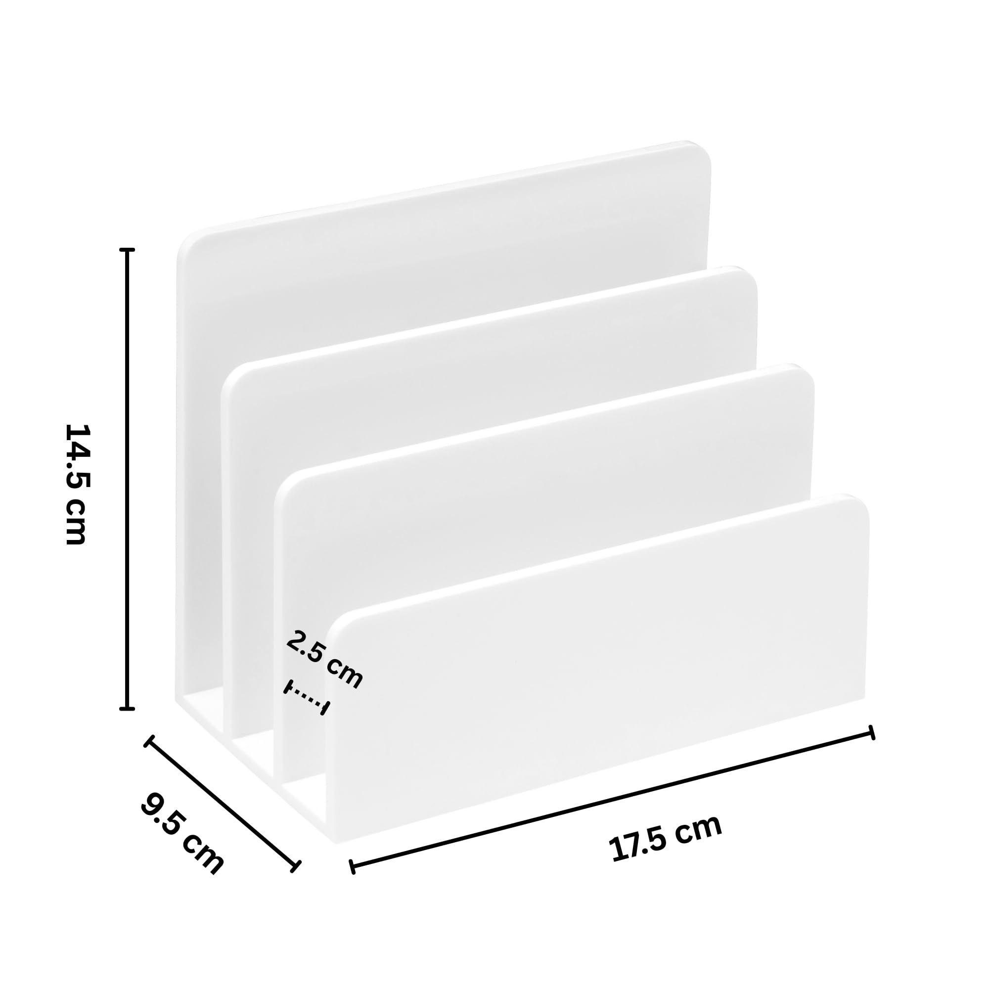 OSCO Brievenhouder Hoogglans Wit – 3 Sleuven Paperproter Met Antislipvoetjes, Modern Kantooraccessoire