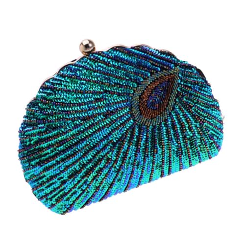 Sac à main vert paon avec perles Valiclud pour robe de soirée de mariage et bal
