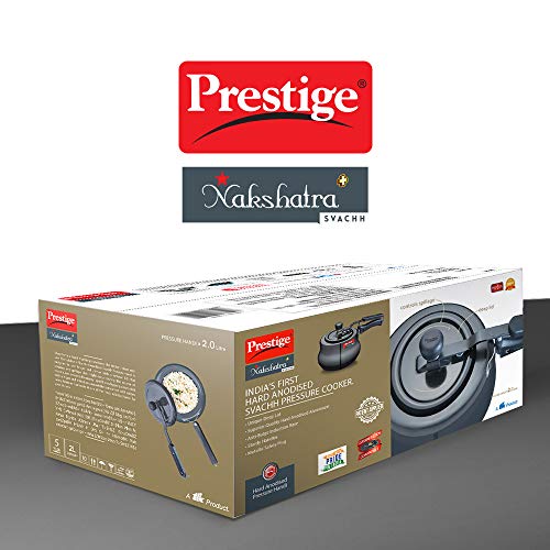 Prestige 2 Litres Svachh Induction Base Inner Lid Hard Anodised Handi| Black | Deep Lid Spillage Control | Metallic Safety Plug | Anti-Bulge Base - Image 6