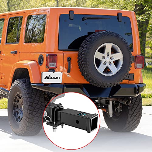 Image of Nilight Trailer Hitch Extender 7 inch Extension Length Fits for 2 inch Receiver Tube with 5 /8 inch Stainless Steel Bolt Flange Nut and Clip 3,500 lbs GTW Matte Black