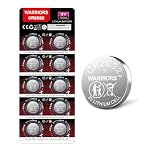 Warriors 10X 2032 CR2032 Batteries Coin Button Cell 3V 3 Volt Lithium 240mAH Battery Up to 70% Extra Life Child Resistant Safety Package Retail Pack