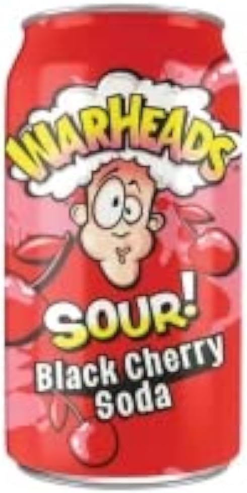 Warheads Sour! Black Cherry Flavoured Soda 355ml (Pack of 12)