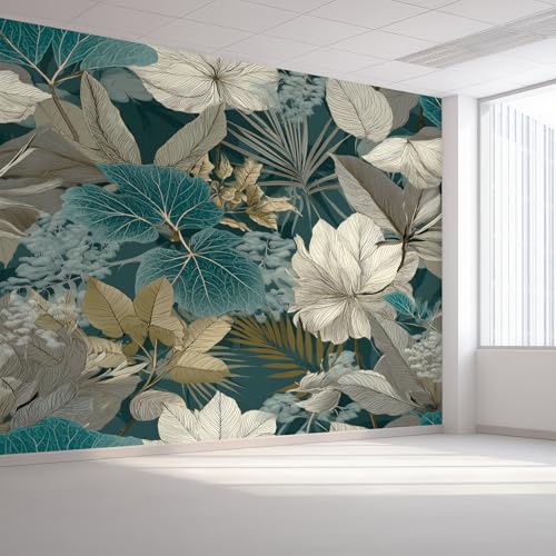 Papier peint panoramique plante tropicale pour masquer les défauts du mur de la chambre - 5