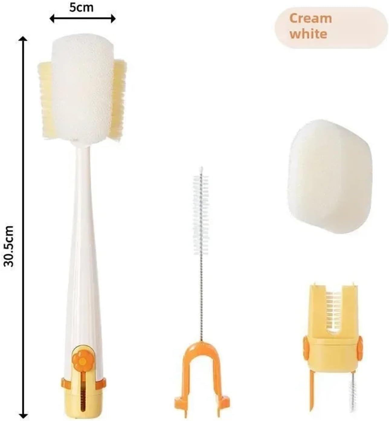 5-in-1 Cup Washing Tool Multifunctional Brush Water Milk Bottle Cleaning Sponge Microfiber(Yellow)