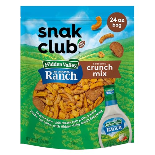 Snak Club Crunch Mix with Hidden Valley Ranch Seasoning, Toasted Corn, Chili Cheese Corn Jacks, Sesame Sticks, and Rye Chips, Kosher Snack, 24 oz Resealable Bag - image 1