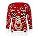 Produktbild BOLANQ Weihnachts Kleider Damen, Frauen-Weihnachtsren-gedrucktes Oansatz-langes Hülsen-Sweatshirt übersteigt Bluse(XX-Large,Rot)