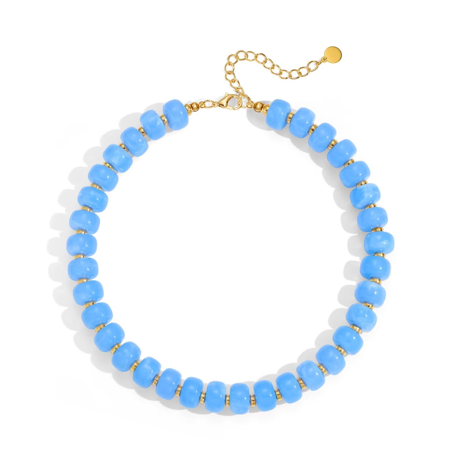 Colorful Beaded Necklace for Women Unique Resin Beads Choker Necklaces Boho Statement Chunky Necklace Summer Vacation Jewelry — view 21