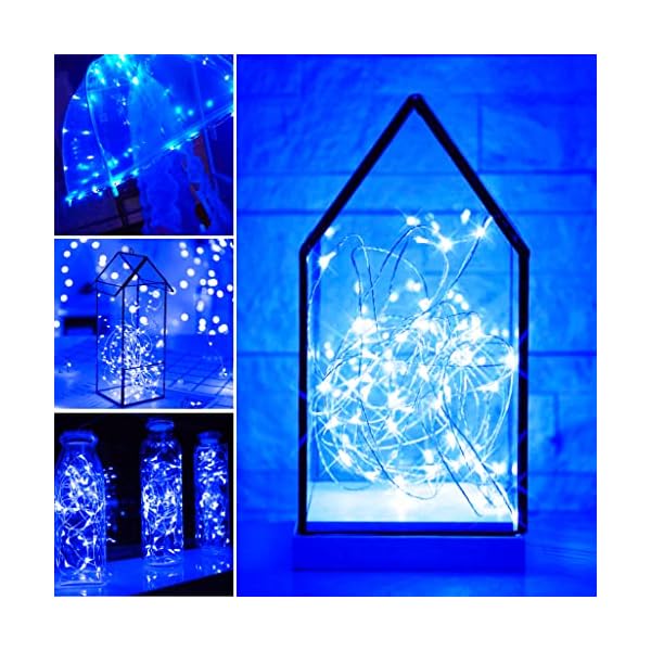 SmilingTown LED-Lichterkette, batteriebetrieben, sternenklare Lichterkette, 15 Stück, 2,2 m, 20 LEDs, Glühwürmchen-Mini-Lichterkette, silberfarben, Kupferdraht, wasserdicht, für Hochzeit, Halloween, Weihnachten, Party, Tischdekoration, Dekoration – Bild 5