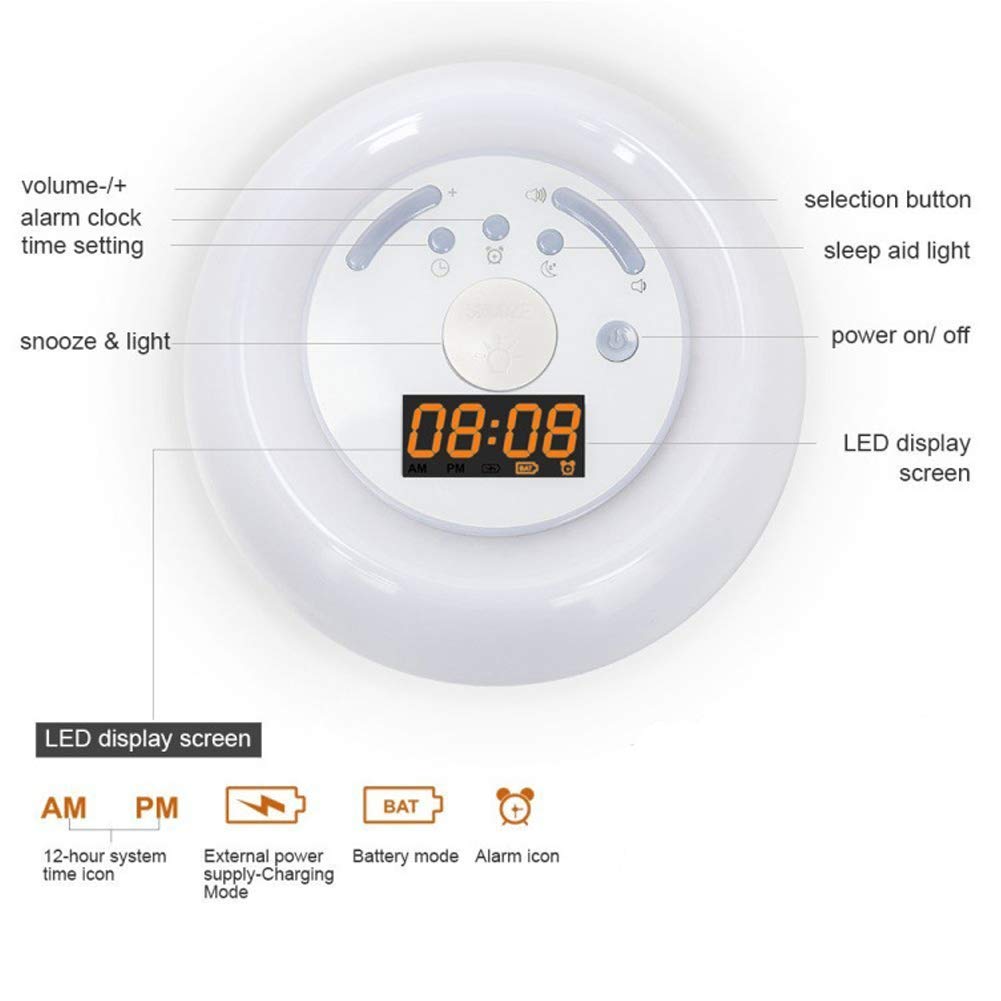 RéVeil Lampe RéVeillez-Vous La LumièRe, Lever du Soleil/Le Coucher du Soleil Simulation Ajustable 7 Couleurs LumièRes de La Nuit,Chargement USB pour Le Salon Et La Chambre