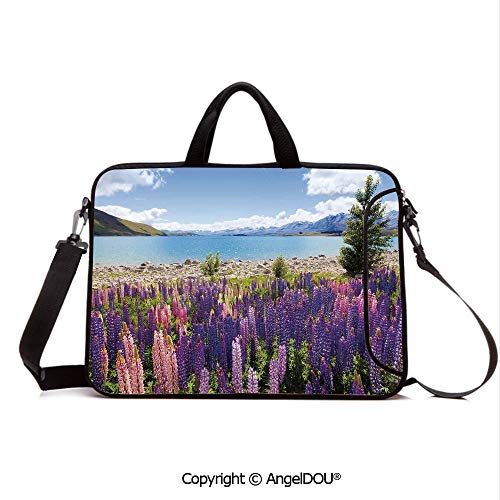 AngelDOU Neoprene Printed Fashion Laptop Bag Field of Lupin Wildflowers on The Shore of Lake Tekapo New Zealand Idyllic Scene Notebook Tablet Sleeve Cases Compatible with Lenovo Asus Acer HP Multic