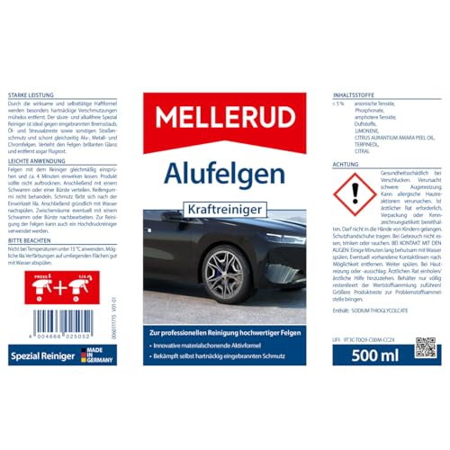 MELLERUD Alufelgen Kraftreiniger | 1 x 0,5 l | Säure- und alkalifreier Reiniger für Alu-, Metall- und Chromfelgen