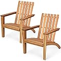Giantex Adirondack Chair Set of 2 Acacia Wood Outdoor Chairs, 350 lbs Weight Capacity, Weather Resistant Campfire Chairs for Lawn Seating, Garden, Poolside, Balcony, Patio Adirondack Lounger