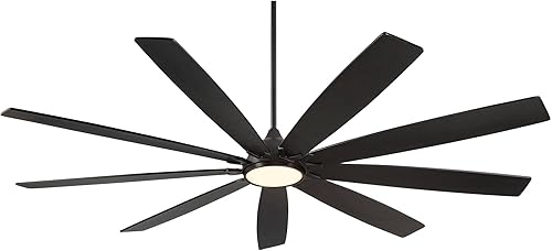 Miniatura 7 de Casa Vieja Ventilador de techo industrial Tahoe Breeze de 72 pulgadas para interiores y exteriores con luz LED, control remoto de madera de nogal