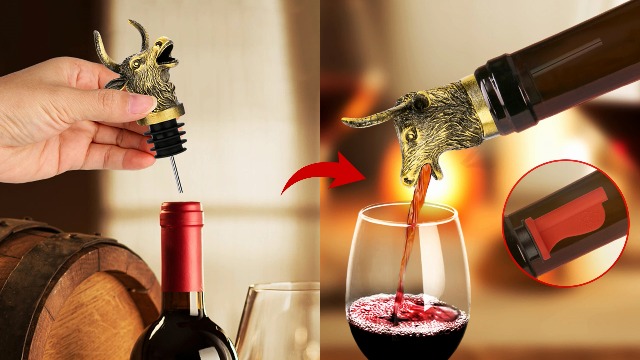 2 Versatori Per Vino A Testa Di Cervo In Acciaio Inox - Aeratore Per Migliorare Il Gusto - Regalo Per Appassionati Di Vino - Foto 9