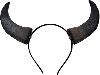 Furimuk Buffalo Devil Horns Headband Cosplay Demon Horn Hair Hoop Gothic Headwear Headpiece for Halloween Costume Accessory