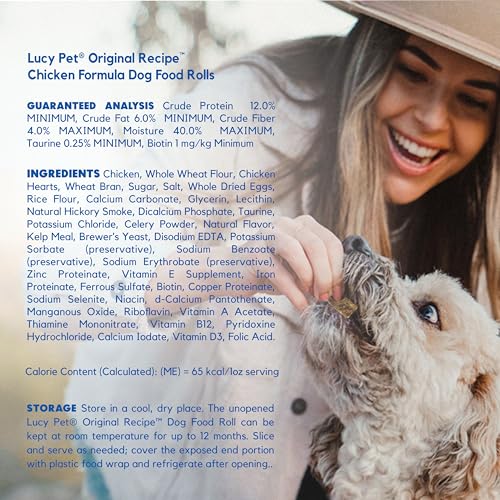 Image of Lucy Pet Products Chicken Formula Dog Food Roll 1 lb, Meaty, Semi-Moist Dog Food (100600073)