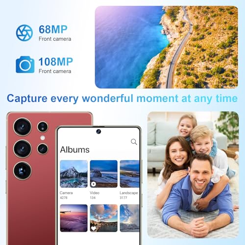 Image of S25 Ultra 5G Unlocked Smartphone,12GB+512GB Fully Cell Phone for Android 14, 6.99 inch Unlocked Cell Phone, 7000mAh, 68MP+108MP Dual Camera /Dual SIM /Fingerprint Lock /Face (Wine Red)