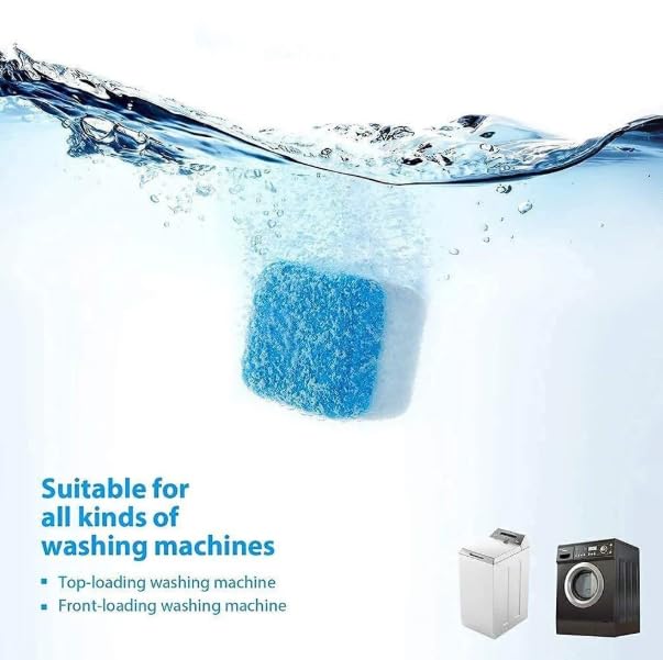 Image of Washing Machine Tub Cleaner & Drum Descaler Tablets | 12 Pack For Fully Automatic Front Load & Top Load Washers | Removes Limescale, Dirt & Detergent Residue | Deep Descaling & Odor Removal |
