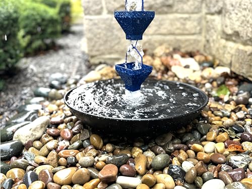 Rain Chains, Roof Gutter Downspout/Spout Channel, Rainwater Water Catcher/Diverter, 8.5 feet Length, Metal, Blue Powder Coated, Texture Square, Modern, 5517BLU - Image 4