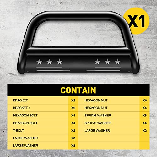 Autosity 3" Bull Bar Brush Guard, Compatible With Sierra, Tahoe, Silverado, Avalanche, Suburban, Off-Road Front Bumper With Removable Skid Plate Included, Upgrade Your Tacoma's Look And Protection #TOP2