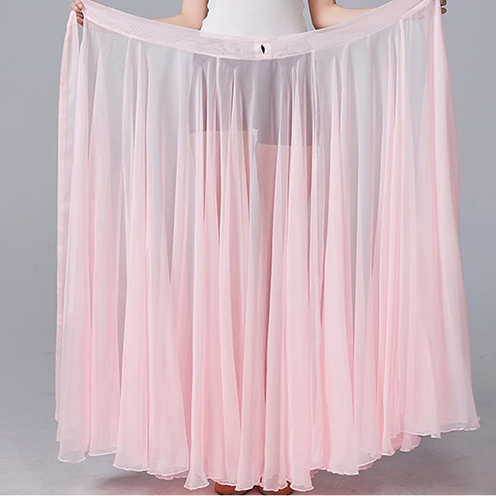 MISSMAO Jupe Longue Élégante pour Danse du Ventre Jupe Danse Orientale Couleur Unie Jupe Plissée Verstellbare Taille Jupon Tulle Élégant Vêtements de Danse Costume Danse Orientale
