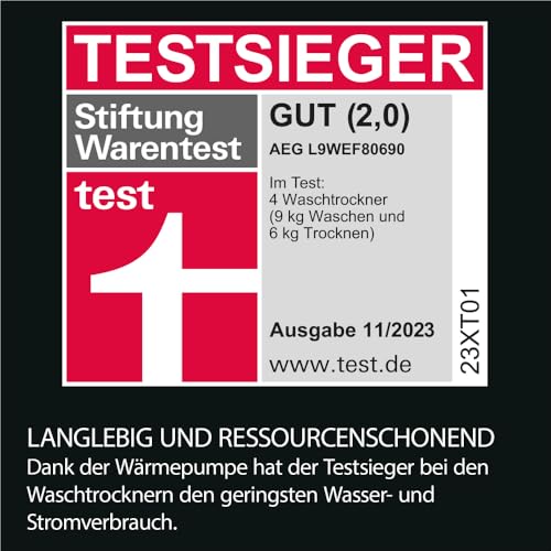 Waschtrockner AEG L9WEF80690 mit Wärmepumpe und SensiDry-Technologie