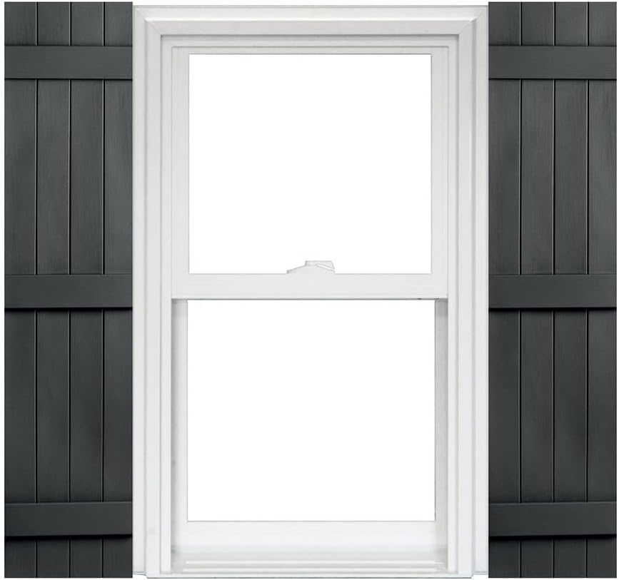 Polaris Homeside 4 Board and Batten Joined Vinyl Shutters - 1 par de persianas de vinilo de 14-12 pulgadas x 51 pulgadas - 410 Gris