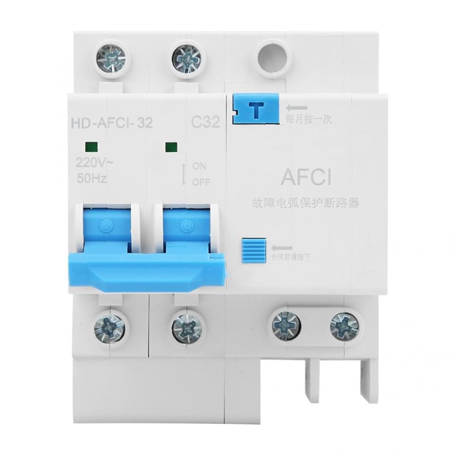 2P Arc Electric Leakage Fault Circuit Breaker Miniature Household Current Limiting Electric Leakage Protector 32A 63A (Size : 32A)