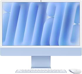 Apple 2024 iMac (de 24 polegadas, Chip M4 da Apple com CPU de 8 núcleos e GPU de 8 núcleos, 16GB Memória unificada, de 256 GB) - azul