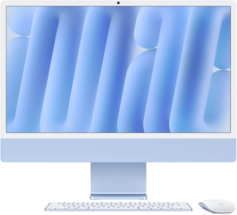 Apple 2024 iMac (de 24 polegadas, Chip M4 da Apple com CPU de 8 núcleos e GPU de 8 núcleos, 16GB Memória unificada, de 256 GB) - azul