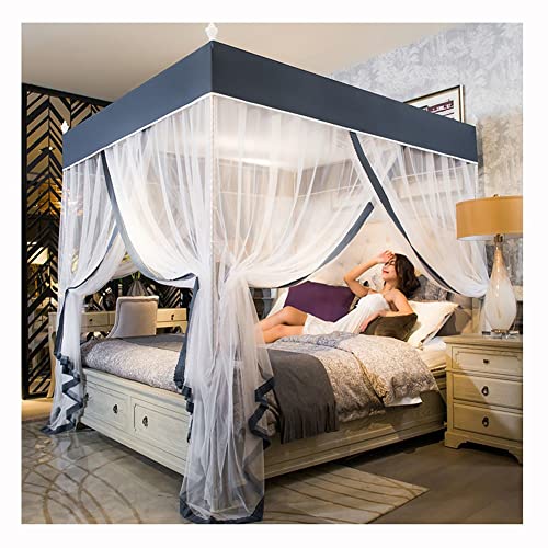 Moustiquaire lit d'été baldaquin avec support métal solide 150x200
