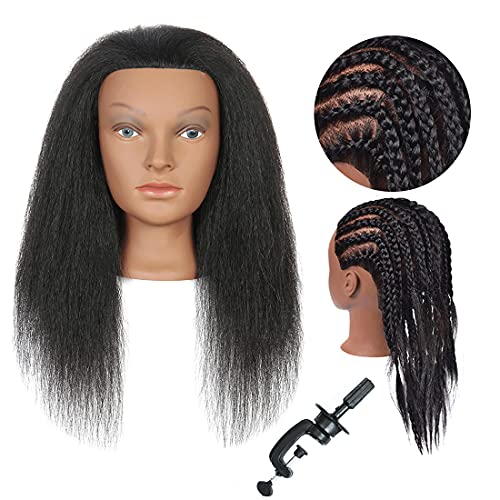Training Head Mannequin Head with Human Hair Manikin Head 100% Real Hair Mannequin Head Hairdresser Cosmetology Manikin Practice Head Braiding Hair Styling Doll Head Mannequin Head Human Hairï¼ˆ16â€ï¼‰