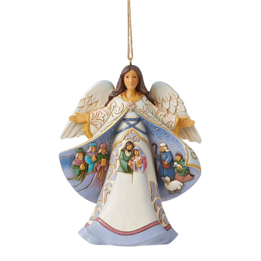 Jim Shore Heartwood Creek Angel with Cloak Nativity Scene Hanging Ornament, 4.53 Inch, Multicolor