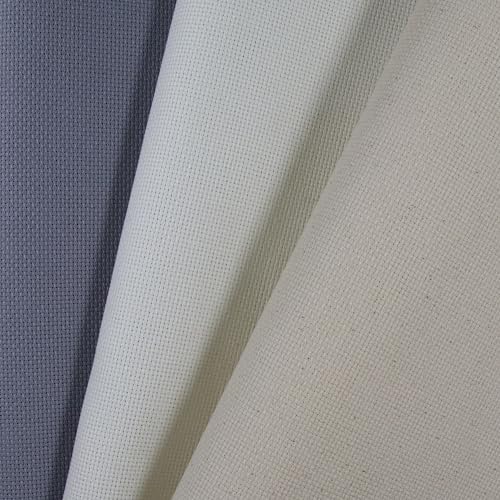 Image of KCS 3 pc of 15 inch x 18 inch(38cmx45cm) Counted Cross Stitch Cotton Aida Cloth Needlework Rolled Fabric Box,18CT,Antique White+Oatmeal+Light Steel Grey