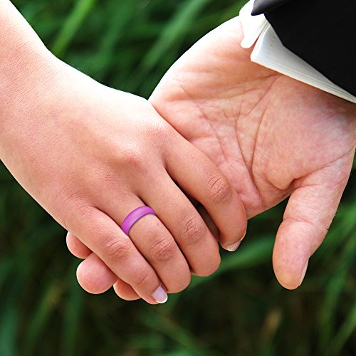 Silicone Wedding Ring For Women, Luniqi Thin And Stackable Durable Rubber Safe Band For Love, Couple, Souvenir And Outdoor Active Exercise Style-10 Rings Pack #TOP5