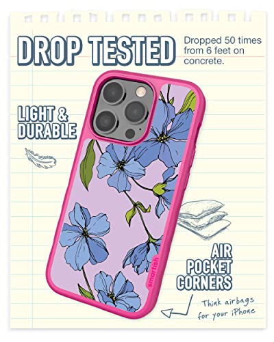 Image of Smartish iPhone 14 Pro MagSafe Case, Gripmunk, Slim Grip Case, Blue Floral