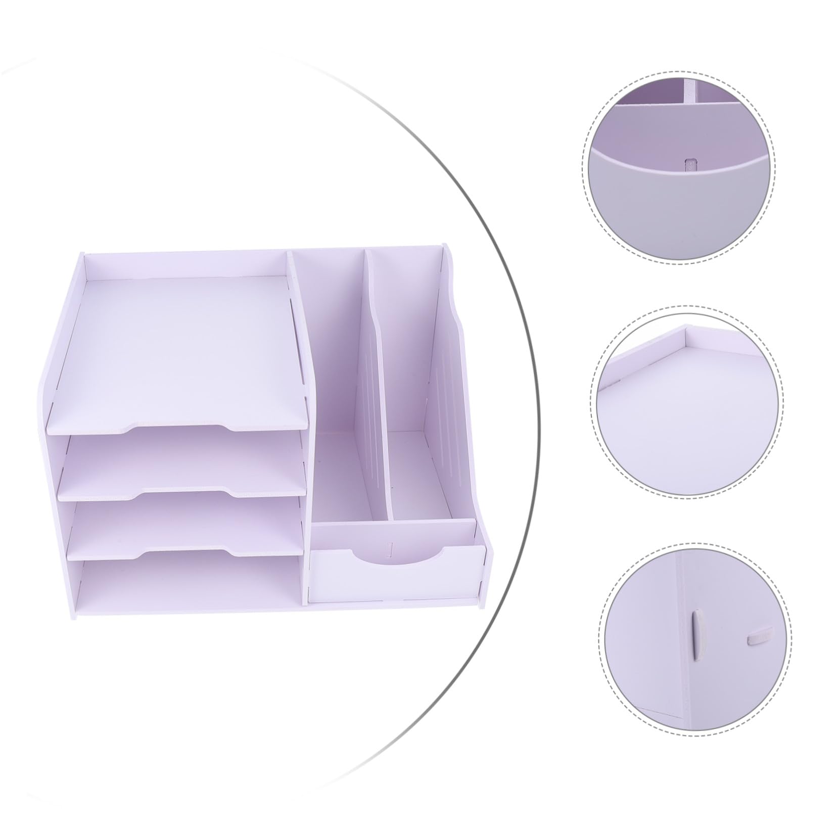 Estante de archivos multicapa con compartimentos laterales, estante de almacenamiento de escritorio para documentos de oficina, papelería y libros, ideal para uso doméstico y oficina