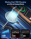 Chargeur de montage de voiture pour iPhone [15W Chargement sans fil rapide, 120+ LB Suction la plus forte & 2800gf Le plus fort magnétique] 360° Supports de téléphone de voiture réglables pour votre voiture, pour iPhone 17 16 15 14 13 12 Series
