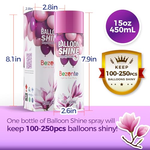 Image of Bezente Magnolia Scent Balloon Shine Spray 15oz High-Gloss for Parties